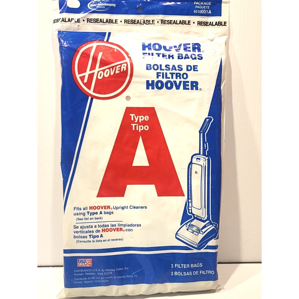 Genuine Hoover Type A Upright  Vacuum Filter Bags 4010001A  - 3 Pack New